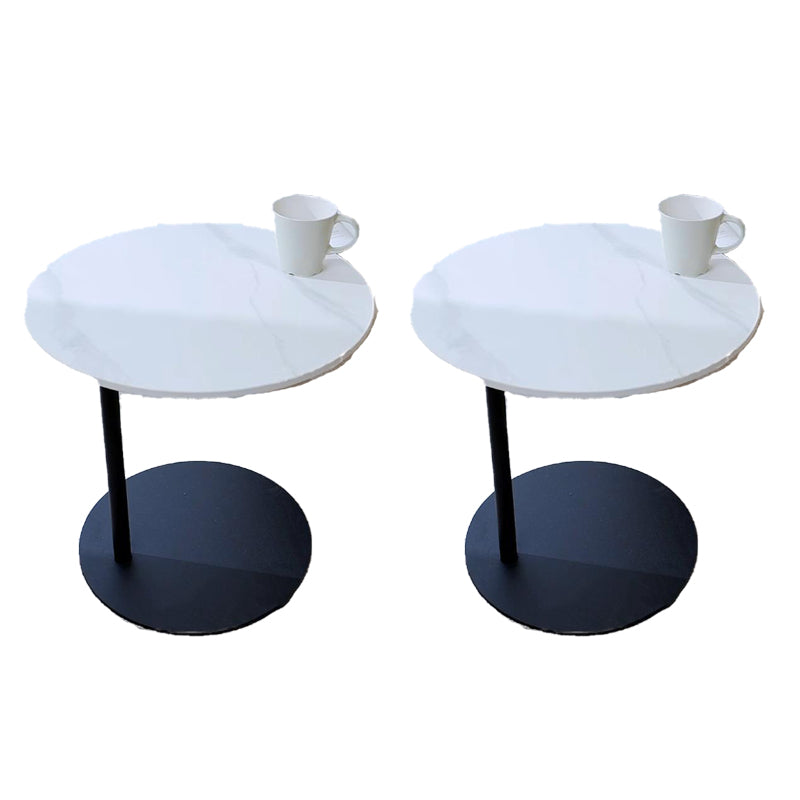Modern Round Stone Pedestal Sofa Side Accent Table - Dia 19.69"