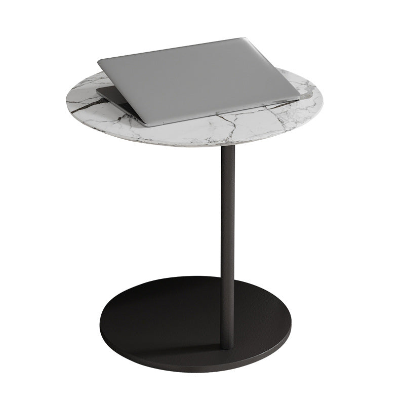Modern Round Stone Pedestal Sofa Side Accent Table - Dia 19.69"