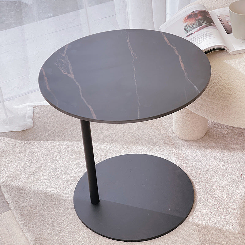 Modern Round Stone Pedestal Sofa Side Accent Table - Dia 19.69"
