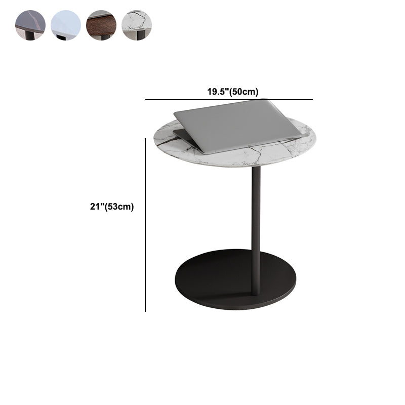 Modern Round Stone Pedestal Sofa Side Accent Table - Dia 19.69"