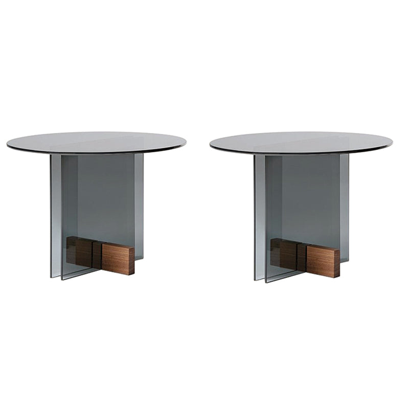 Modern 21.6-inch Round Glass Top Side Table Pedestal End Table