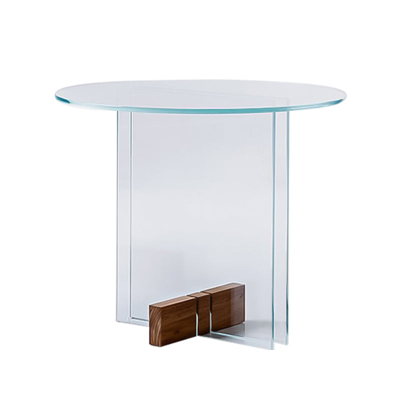 Modern 21.6-inch Round Glass Top Side Table Pedestal End Table