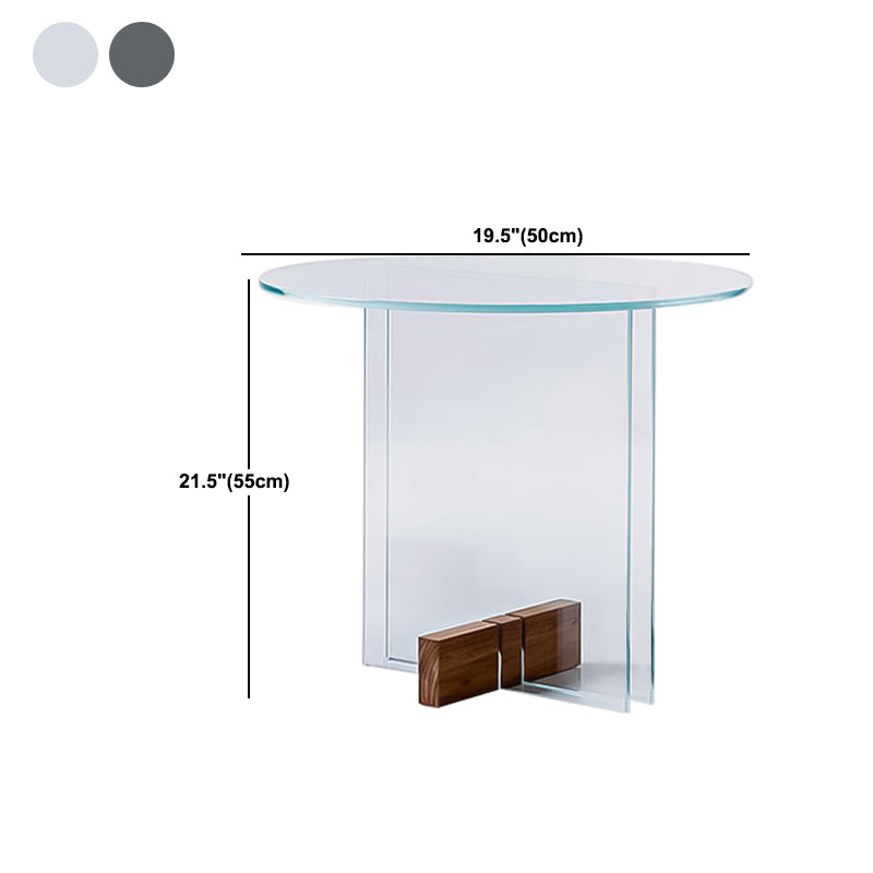 Modern 21.6-inch Round Glass Top Side Table Pedestal End Table