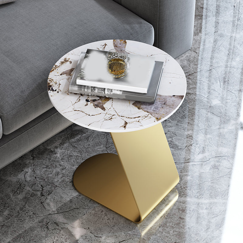 Contemporary Round 23.6" Tall Side Table Metallic C Side Table