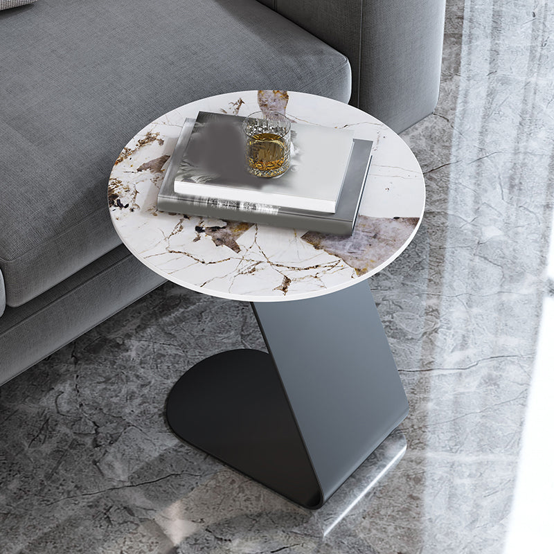Contemporary Round 23.6" Tall Side Table Metallic C Side Table