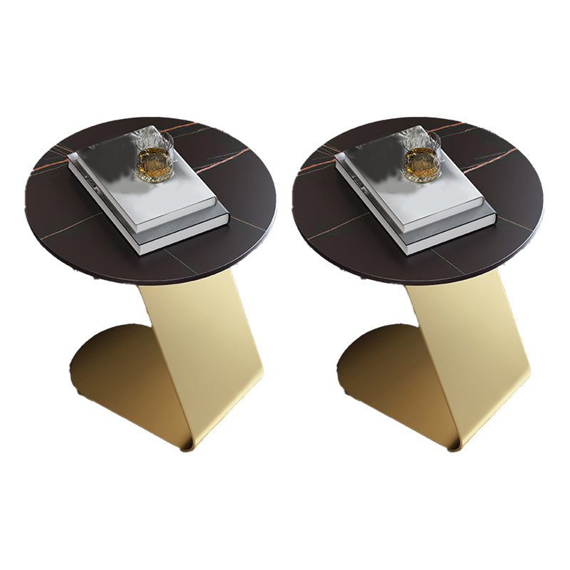 Contemporary Round 23.6" Tall Side Table Metallic C Side Table