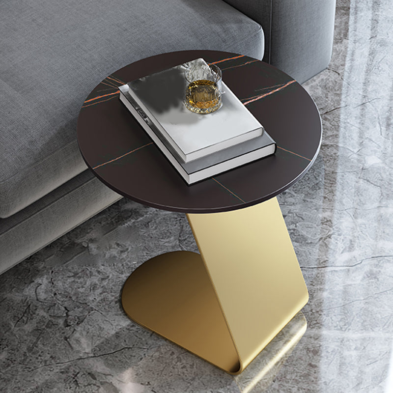 Contemporary Round 23.6" Tall Side Table Metallic C Side Table