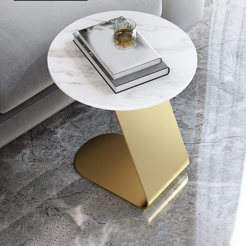 Contemporary Round 23.6" Tall Side Table Metallic C Side Table