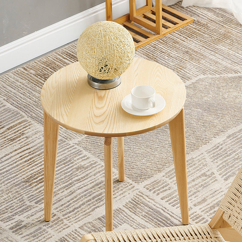 Scandinavian 19.6-inch Round Wood Top Side Table 3 Legs/4 Legs End Table