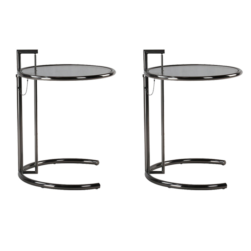 Modern 20-inch Round Glass Top End Table Metal C Side Table- Adjustable Height
