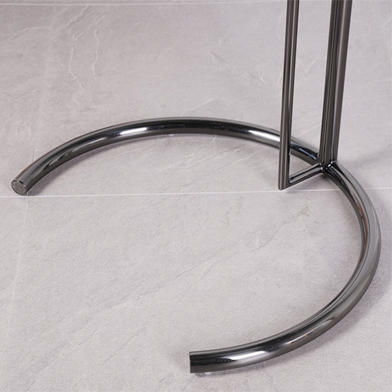 Modern 20-inch Round Glass Top End Table Metal C Side Table- Adjustable Height