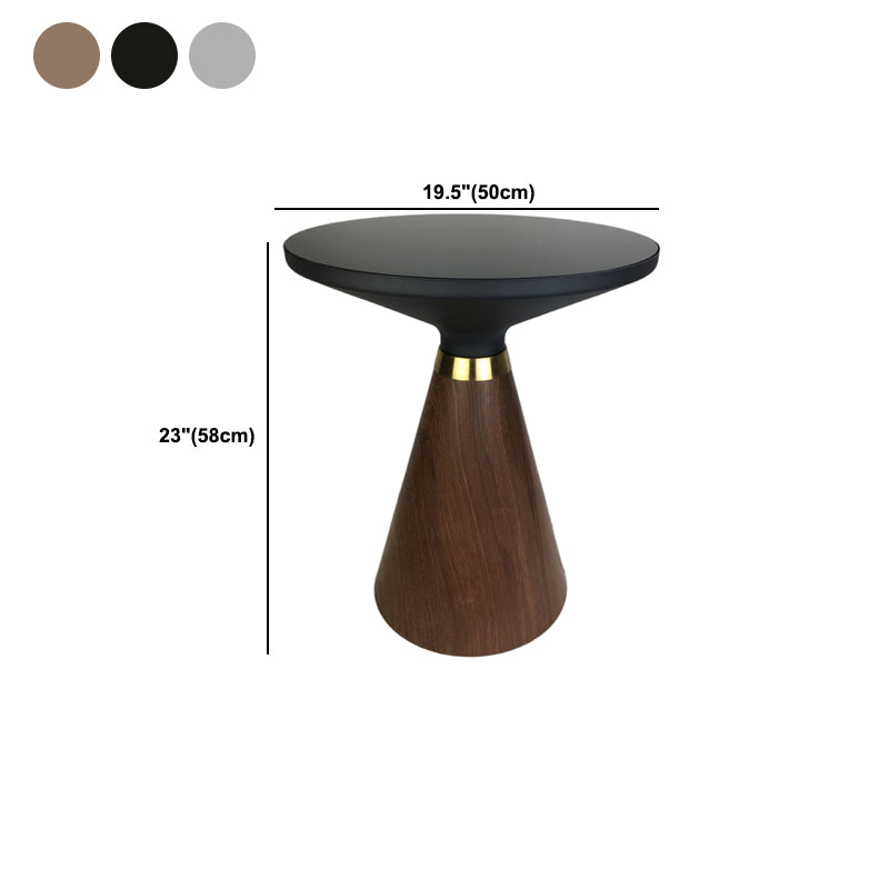 Dia 19.69" Round Black Glass Top End Table Modern Cone Shape Side Table