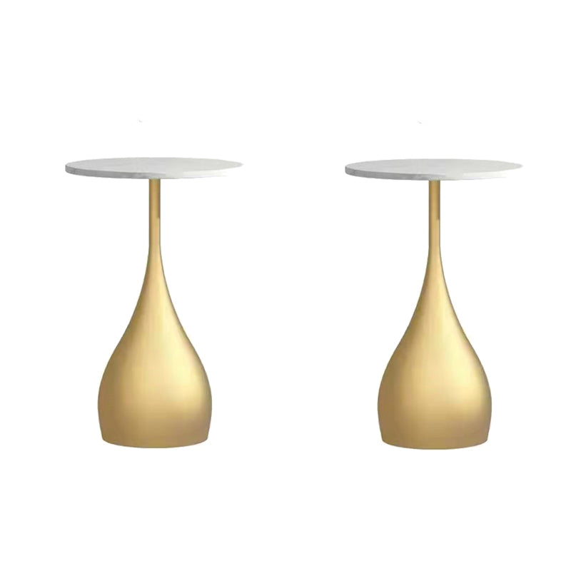 Modern Round Stone Pedestal Sofa Side Accent Table - Dia 12.6-In