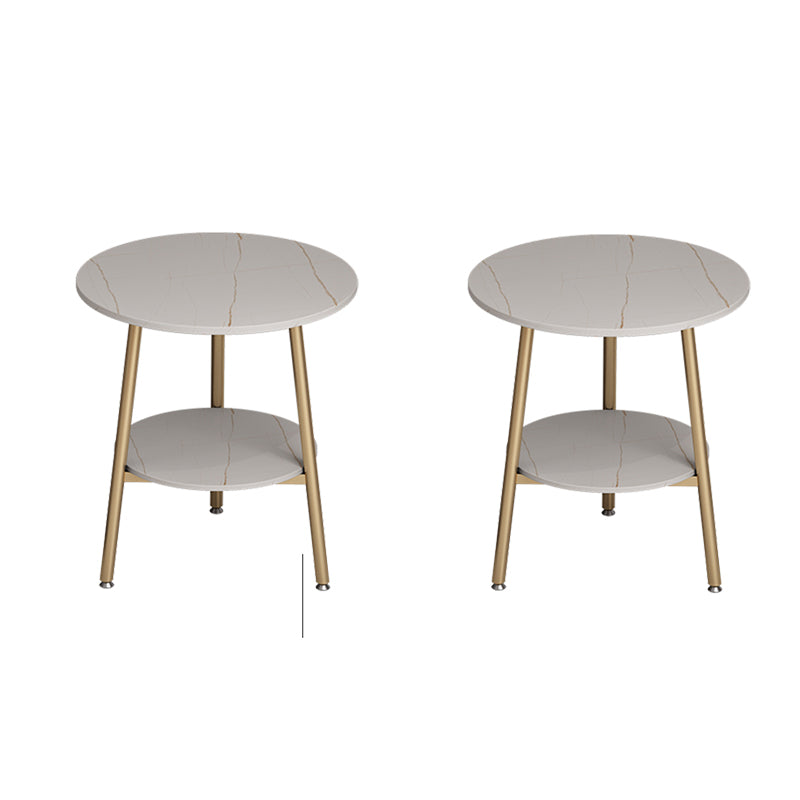 Modern Round Double Tier End Table 21.65" Tall 3 Legs End Table