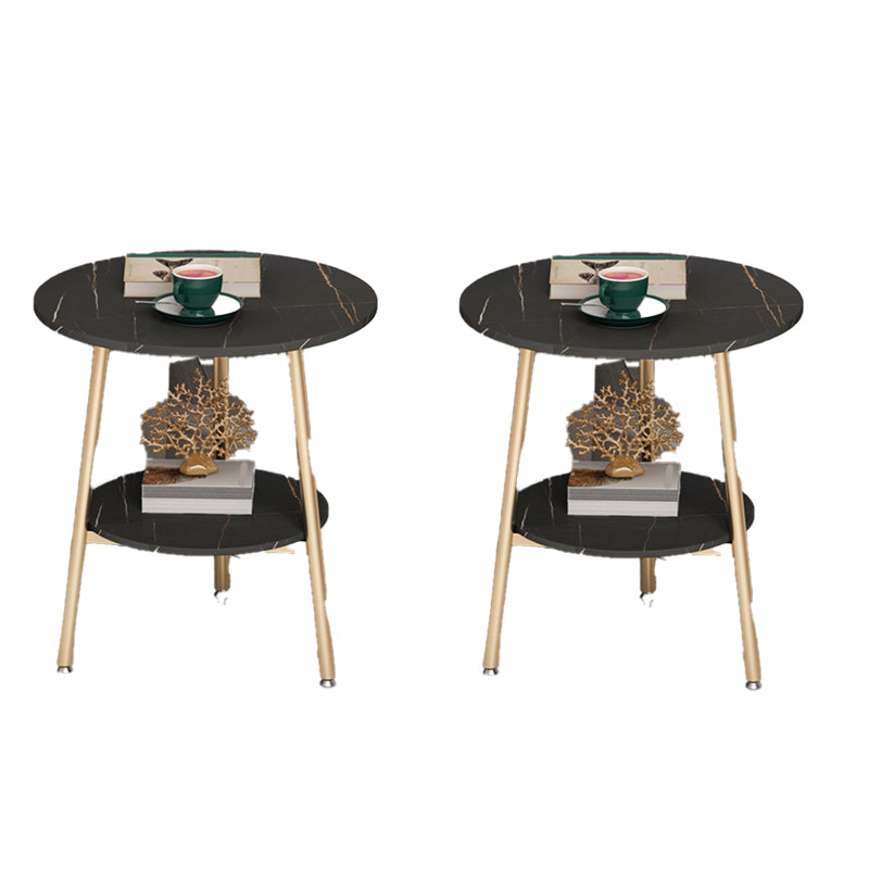 Modern Round Double Tier End Table 21.65" Tall 3 Legs End Table
