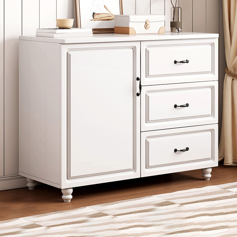 White Wood Accent Cabinet with Drawers 15.74" Wide Modern Standard Side Cabinet