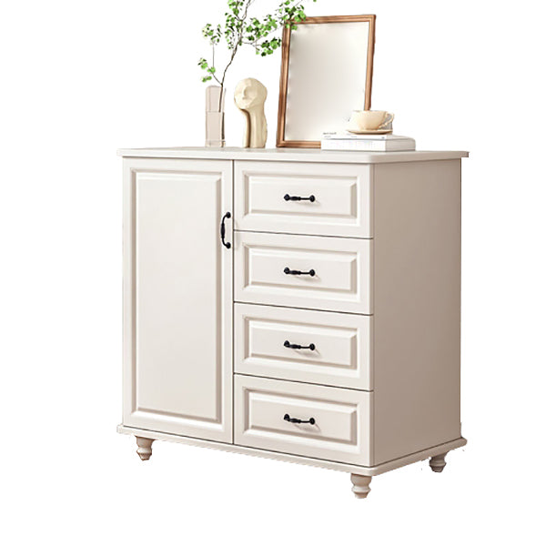 White Wood Accent Cabinet with Drawers 15.74" Wide Modern Standard Side Cabinet
