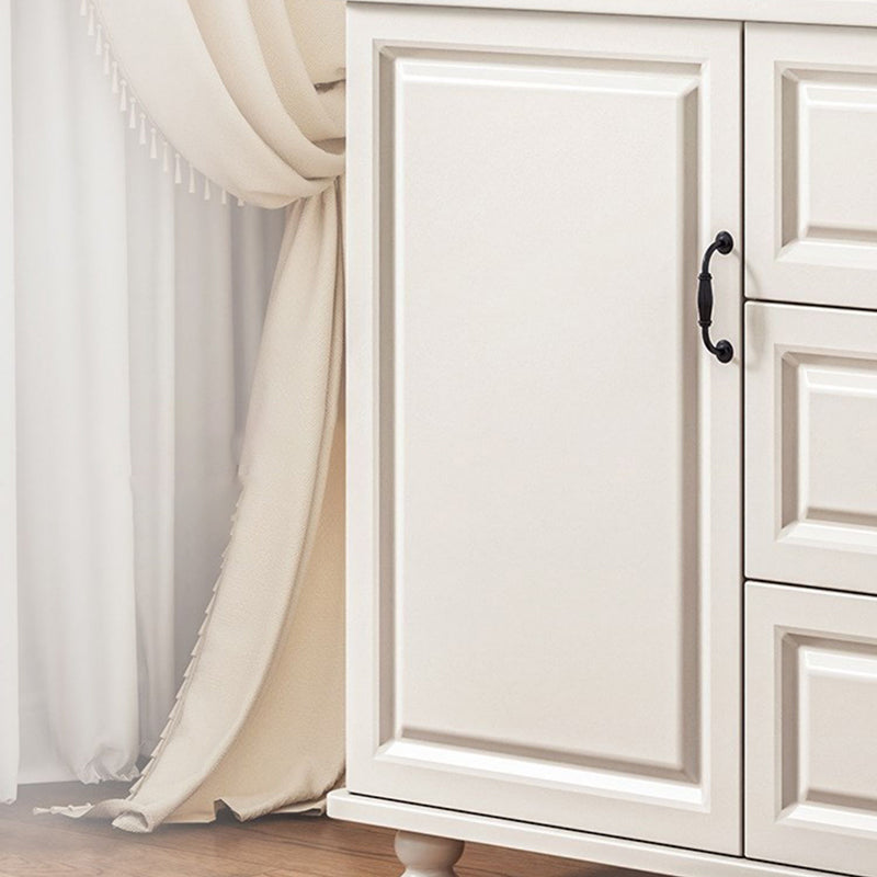 White Wood Accent Cabinet with Drawers 15.74" Wide Modern Standard Side Cabinet