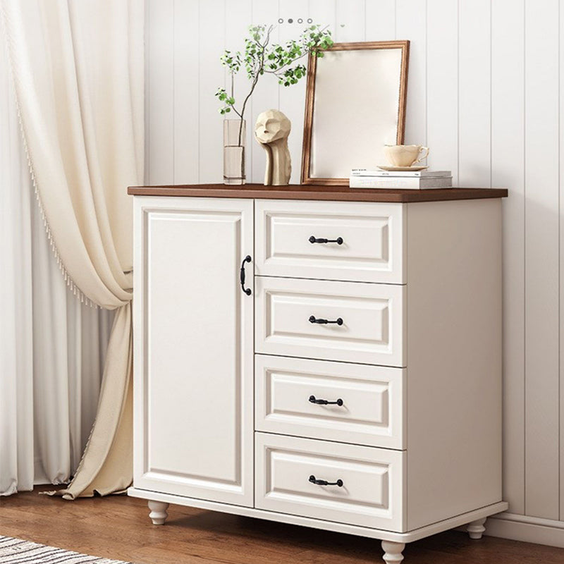 White Wood Accent Cabinet with Drawers 15.74" Wide Modern Standard Side Cabinet