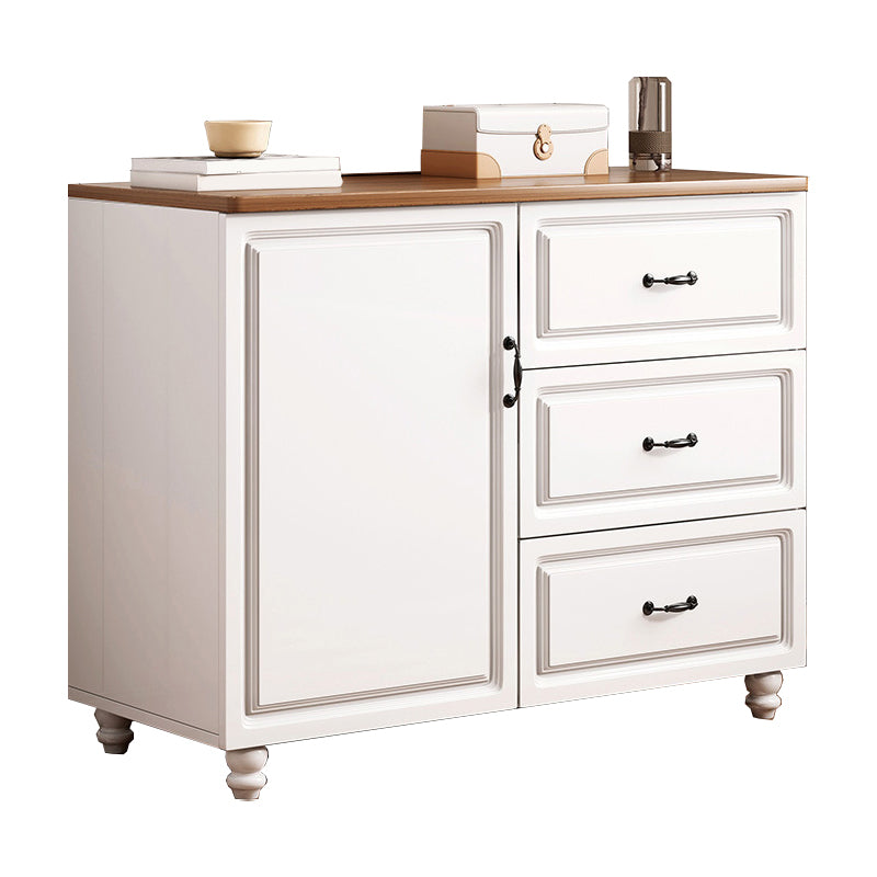 White Wood Accent Cabinet with Drawers 15.74" Wide Modern Standard Side Cabinet