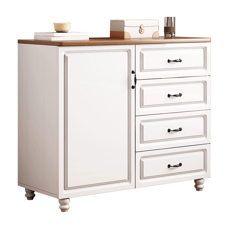 White Wood Accent Cabinet with Drawers 15.74" Wide Modern Standard Side Cabinet