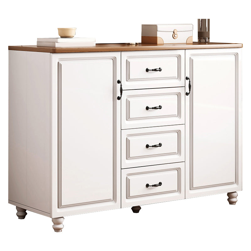White Wood Accent Cabinet with Drawers 15.74" Wide Modern Standard Side Cabinet