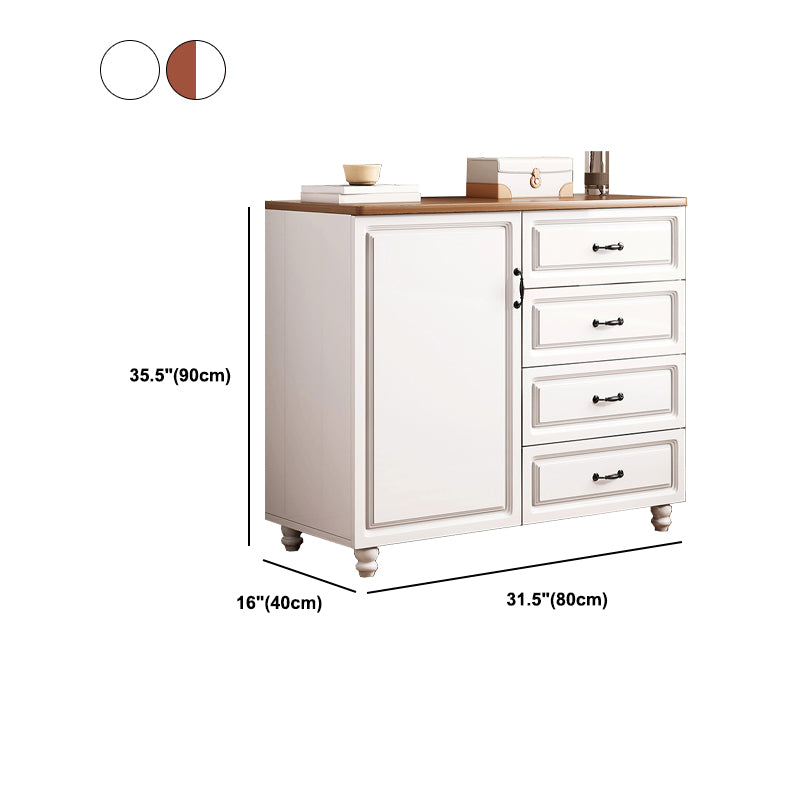 White Wood Accent Cabinet with Drawers 15.74" Wide Modern Standard Side Cabinet