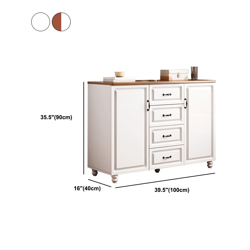 White Wood Accent Cabinet with Drawers 15.74" Wide Modern Standard Side Cabinet