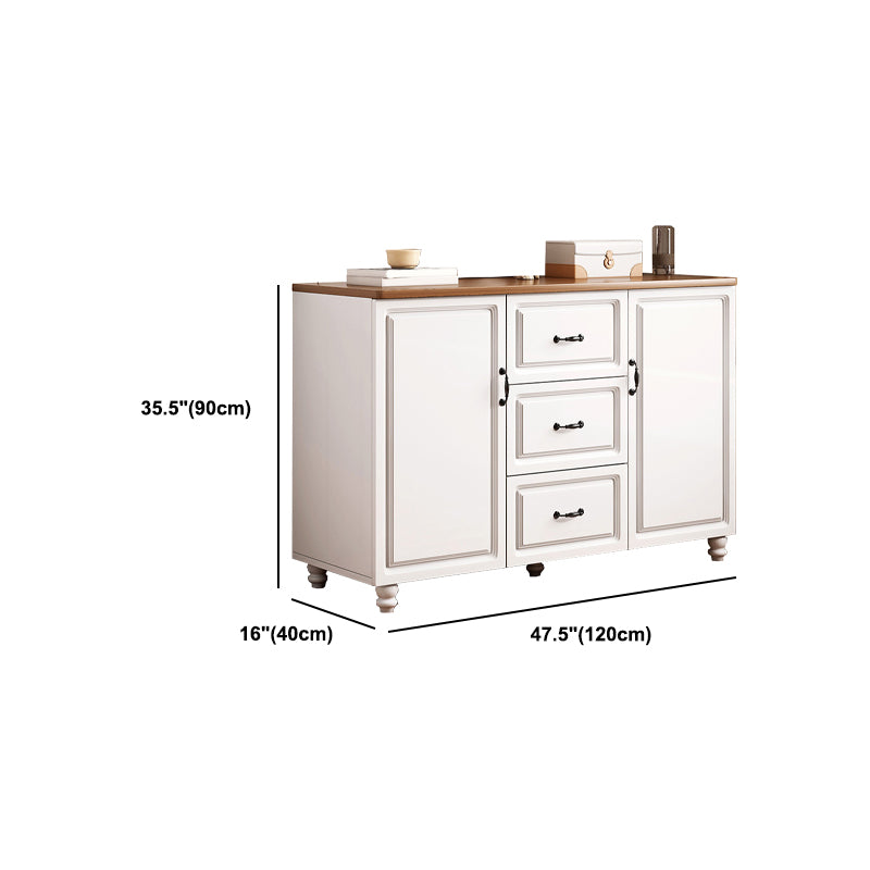 White Wood Accent Cabinet with Drawers 15.74" Wide Modern Standard Side Cabinet