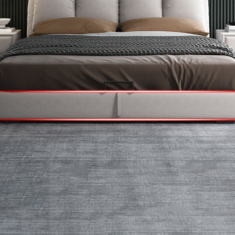 Scandinavian Wood Panel Bed with Faux Leather Rectangular Headboard