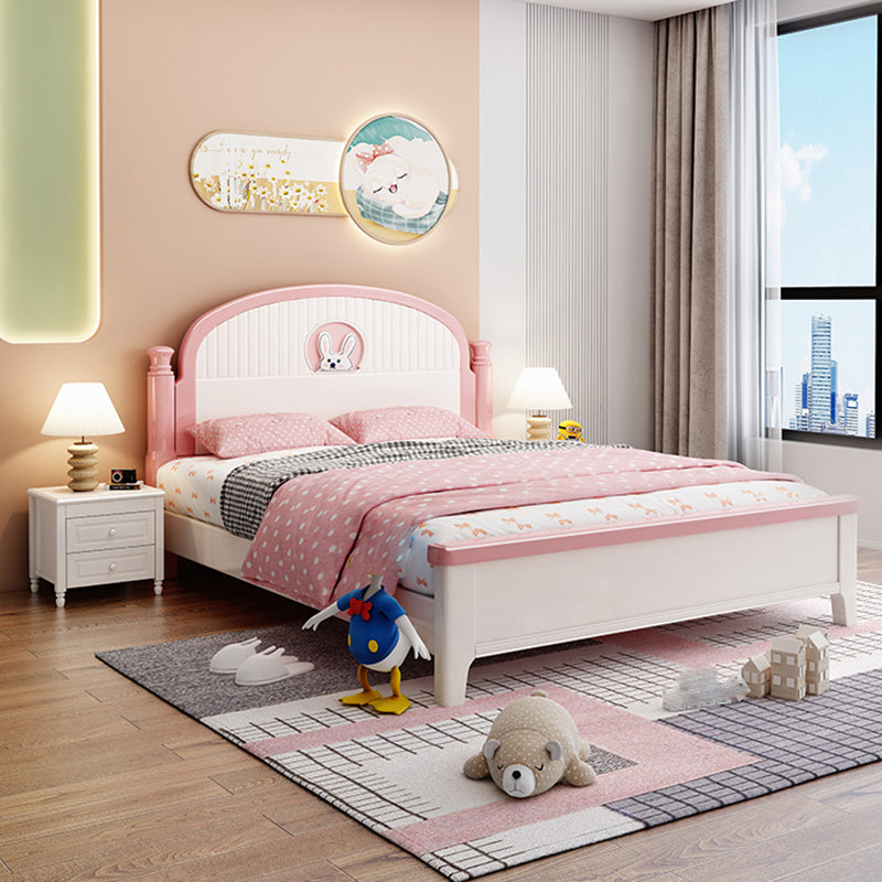 Modern Arched Panel Headboard Standard Bed with Legs in Rubberwood