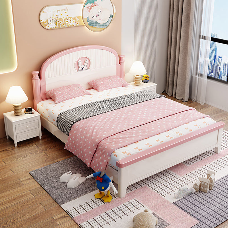 Modern Arched Panel Headboard Standard Bed with Legs in Rubberwood