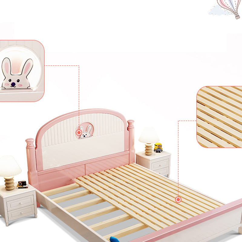 Modern Arched Panel Headboard Standard Bed with Legs in Rubberwood