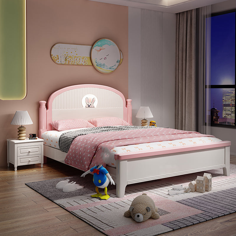 Modern Arched Panel Headboard Standard Bed with Legs in Rubberwood