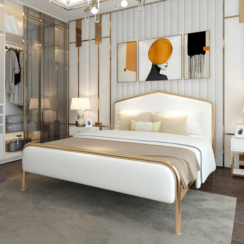 Upholstered Standard Bed with Headboard Low Profile Metal Bed