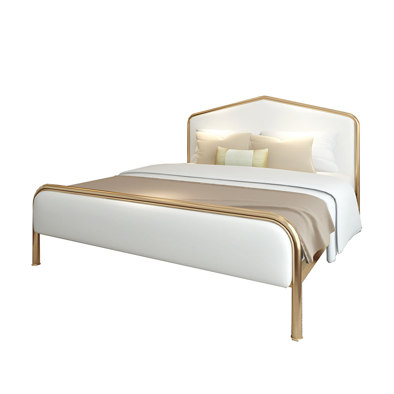 Upholstered Standard Bed with Headboard Low Profile Metal Bed