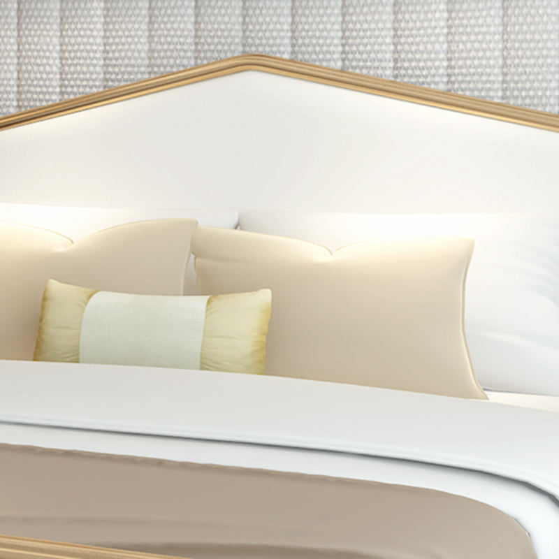 Upholstered Standard Bed with Headboard Low Profile Metal Bed