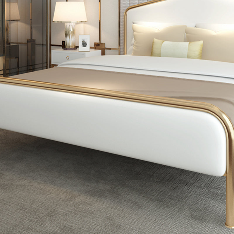 Upholstered Standard Bed with Headboard Low Profile Metal Bed