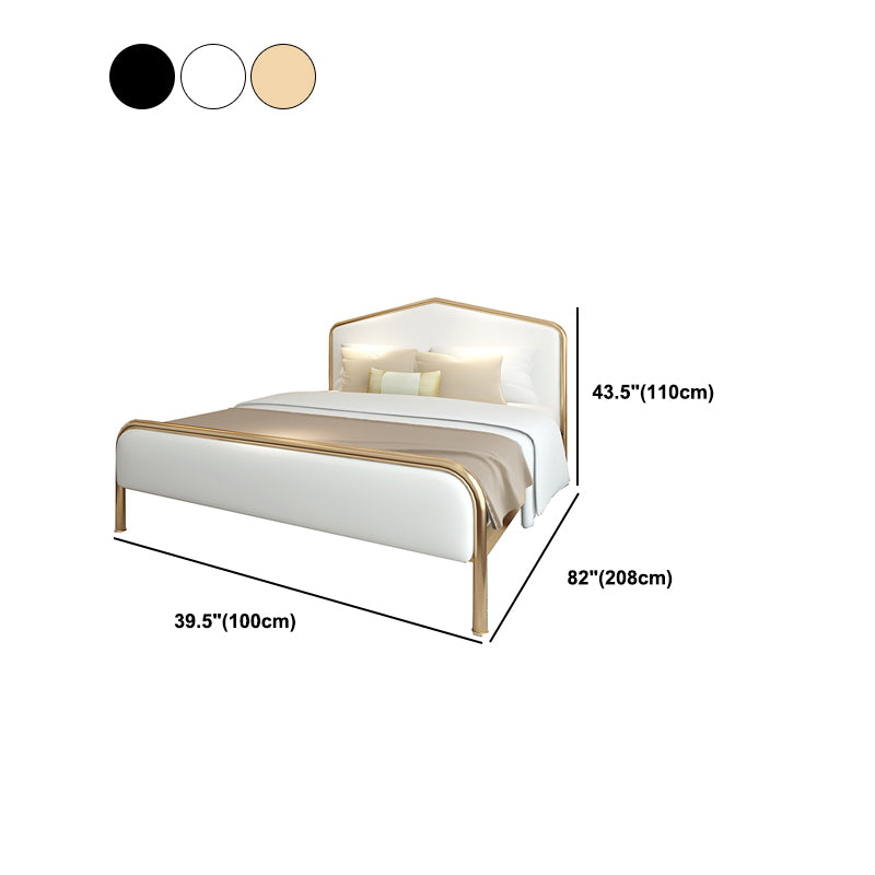 Upholstered Standard Bed with Headboard Low Profile Metal Bed