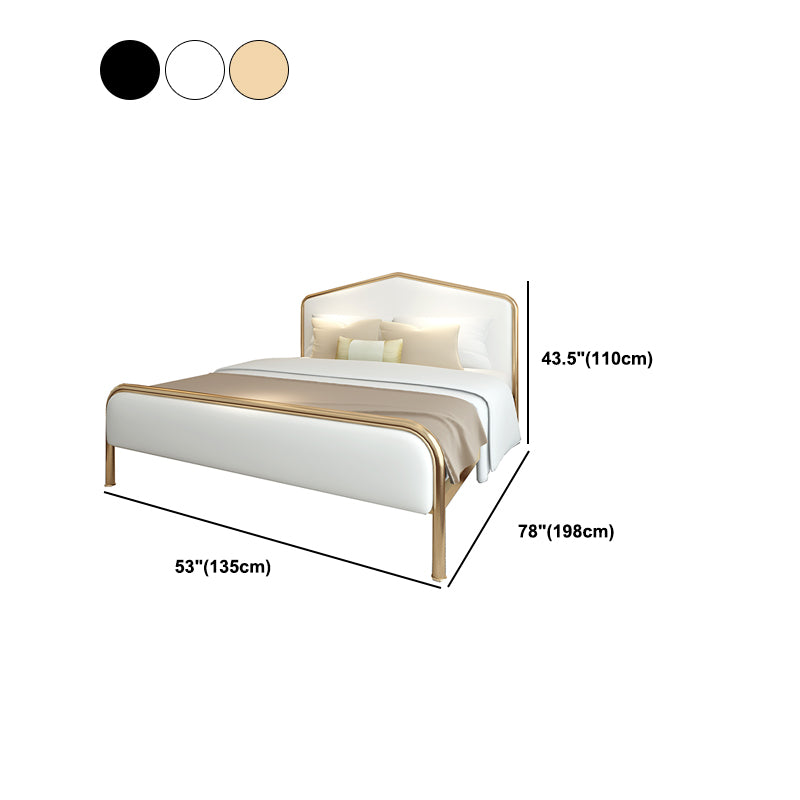 Upholstered Standard Bed with Headboard Low Profile Metal Bed