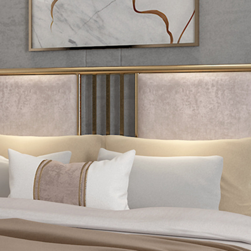 Upholstered Metal Bed with Headboard Low Profile Bed with Metal Legs