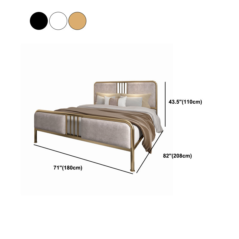 Upholstered Metal Bed with Headboard Low Profile Bed with Metal Legs