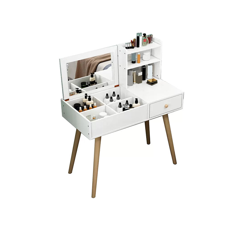 Modern Wood Flip-top Vanity Set 29.53" H Vanity Desk in White