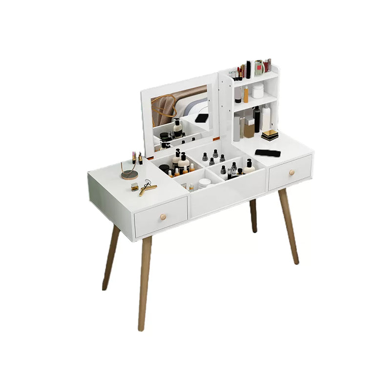Modern Wood Flip-top Vanity Set 29.53" H Vanity Desk in White