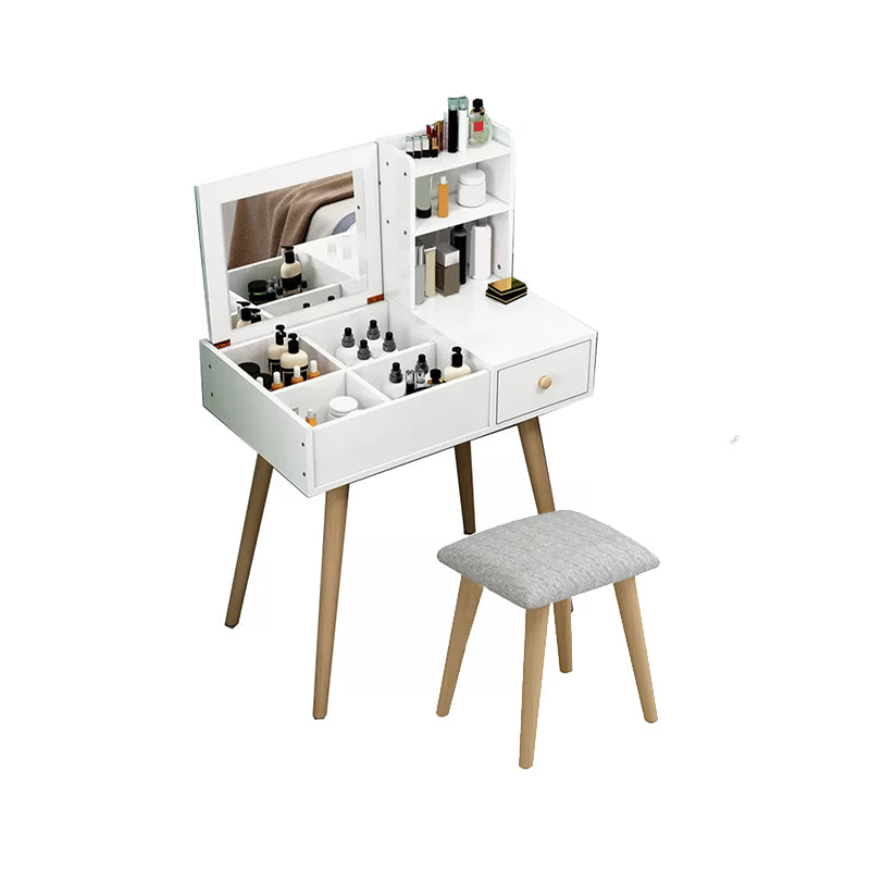 Modern Wood Flip-top Vanity Set 29.53" H Vanity Desk in White