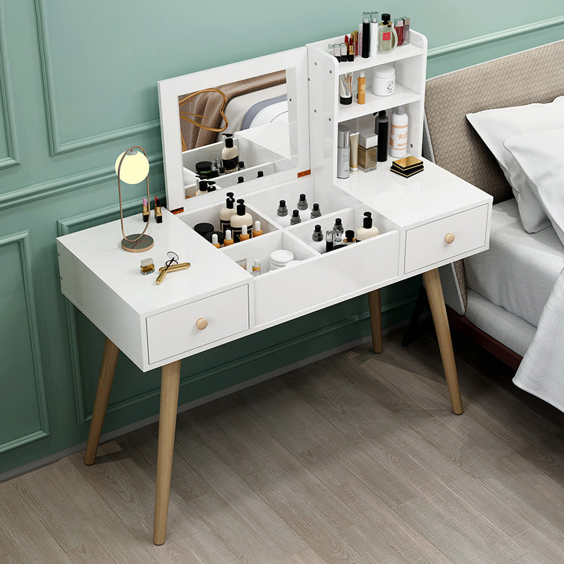 Modern Wood Flip-top Vanity Set 29.53" H Vanity Desk in White