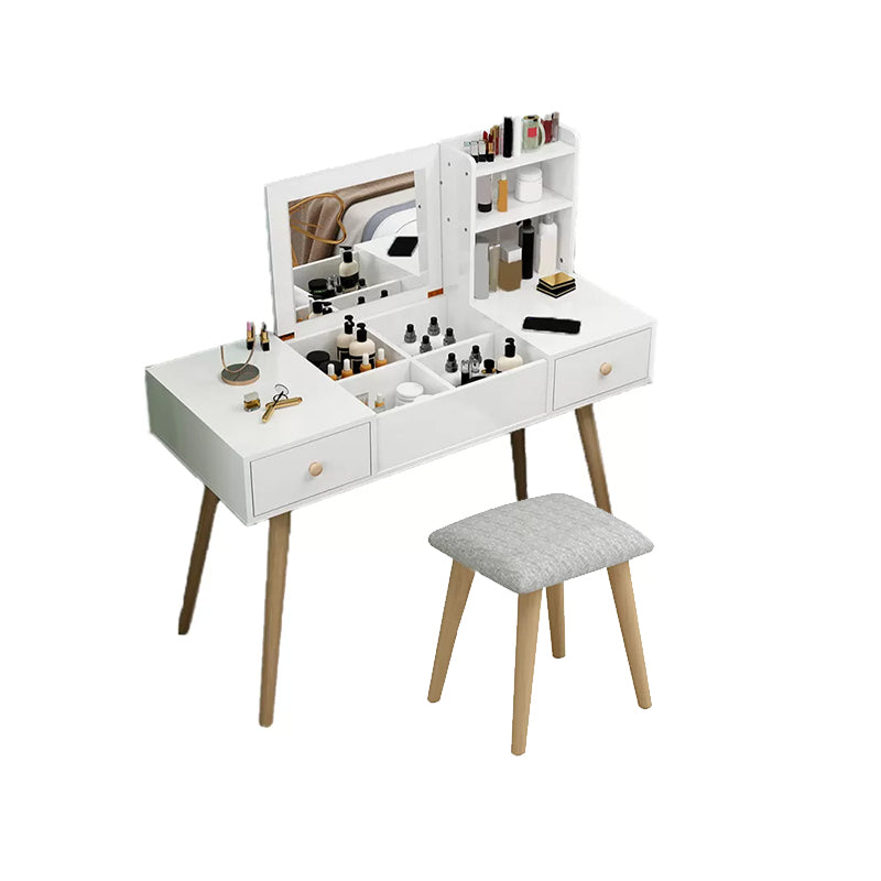 Modern Wood Flip-top Vanity Set 29.53" H Vanity Desk in White