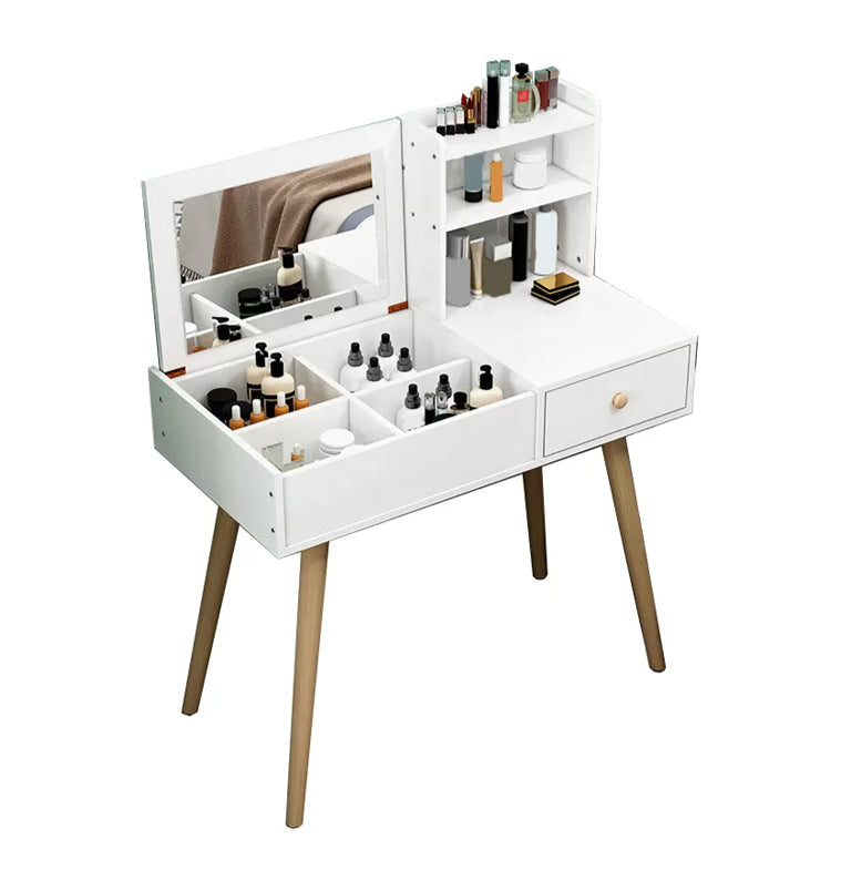 Modern Wood Flip-top Vanity Set 29.53" H Vanity Desk in White