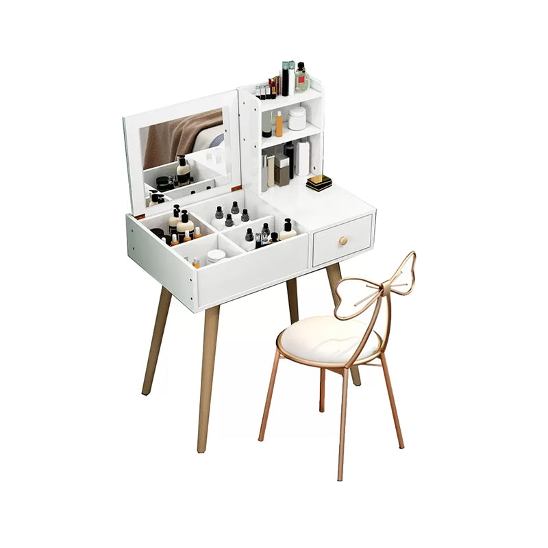 Modern Wood Flip-top Vanity Set 29.53" H Vanity Desk in White