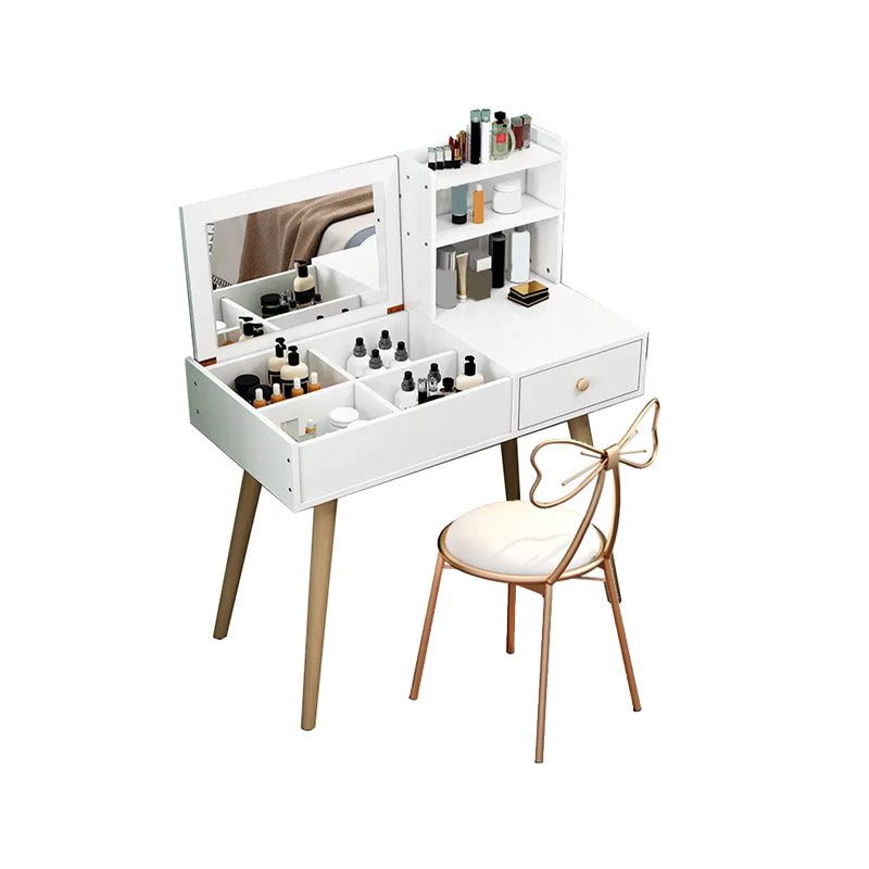 Modern Wood Flip-top Vanity Set 29.53" H Vanity Desk in White